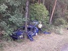 Auto sjelo z dlnice D4 do lesa. (7.9.2018)
