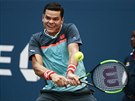 PROTI PUBLIKU. Kanadský tenista Milos Raonic vyzval v osmifinále US Open...
