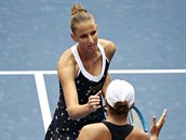 2:2. esk tenistka Karolna Plkov pijm gratulaci k postupu do osmifinle...