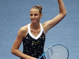 POSTUP. esk tenistka Karolna Plkov se raduje z postupu do tvrtfinle US...