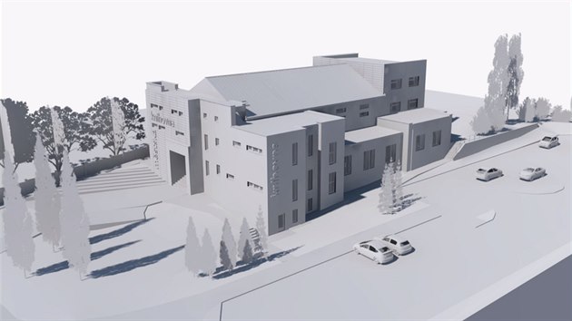 Vizualizace nové budovy městské knihovny.