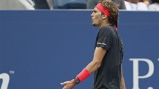 Frustrovaný Alexander Zverev na US Open.