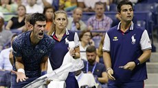 Emotivní Novak Djokovič během čtvrtfinále US Open.