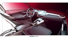 Skica interiéru konceptu Škoda Vision RS