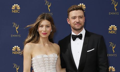Jessica Bielov a Justin Timberlake na cench Emmy (Los Angeles, 17. z 2018)
