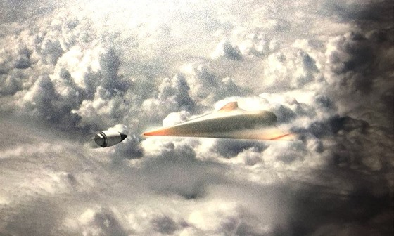 Vizualizace interceptoru zasahující hypersonický kluzák