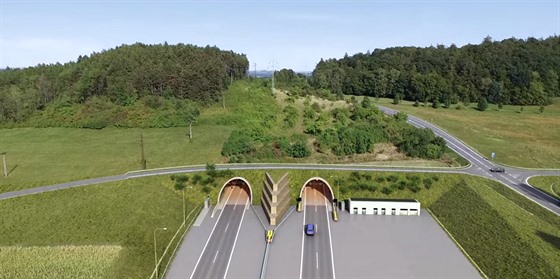 Plánovaný tunel na dálnici D35, vpravo je stoupání na stávající silnici I/17...