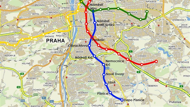 Komise doporučila pojmenování stanic linky D metra v Praze. Tři z nich změnila