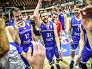 etí basketbalisté bouliv oslavují výhru nad Bosnou a Hercegovinou a...