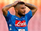 Lorenzo Insigne, útoník Neapole, lituje promarnné ance v utkání proti...