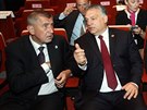 eský premiér Andrej Babi hovoí s maarským protjkem Viktorem Orbánem na...
