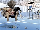 „A nemůžete ji prostě nechat vyhrát?“ Karikatura tenistky Sereny Williamsové od...
