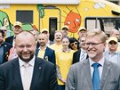 Jan Bartoek a Pavel Blobrádek pi zahájení volební kampan KDU-SL v Praze....