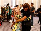 Model Madeline Stuart, who has Down's syndrome, prepares backstage of the...