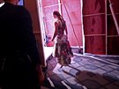 Model Madeline Stuart, who has Down's syndrome, walks onto the catwalk for the...
