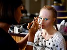 Model Madeline Stuart, who has Down's syndrome, prepares backstage of the...
