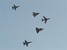 Severský prlet. Lansen, Draken, Viggen ze védska, F-16 z Dánska a F/A-18 z...