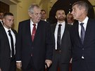 Prezident Milo Zeman dorazil na stedení jednání vlády Andreje Babie, která...