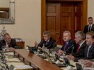 Prezident Milo Zeman dorazil na stedení jednání vlády Andreje Babie, která...
