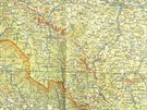 Nmecká pehledová mapa v mítku 1:300 000 z ervence 1938 zachycuje nmecké...