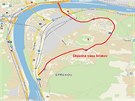 Mapa objzdn trasy pes Stekov, kter plat pi steckm plmaratonu v sobotu...