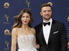 Jessica Bielová a Justin Timberlake na cenách Emmy (Los Angeles, 17. záí 2018)