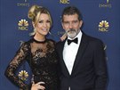 Nicole Kimpelová a Antonio Banderas na cenách Emmy (Los Angeles, 17. záí 2018)