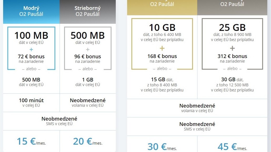 Slovenský operátor O2 navý�il základní data u vybraných tarif�