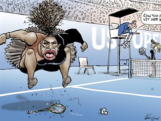 „A nemůžete ji prostě nechat vyhrát?“ Karikatura tenistky Sereny Williamsové od...