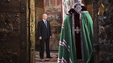 Ruský prezident Vladimir Putin a moskevský patriarcha Kirill, nejvyí...