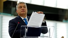 Maarský premiér Viktor Orbán ped europoslanci (trasburk, 11.9.2018)