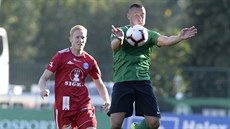 Píbramský útoník Miroslav Slepika si zpracovává mí ped olomouckým obráncem...