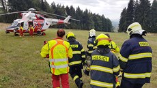 Do cvi�ení se zapojila i letecká záchranka - nehoda dopravního letadla byla...