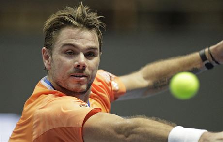 Stan Wawrinka bhem semifinlovho zpasu na turnaji v Petrohradu.