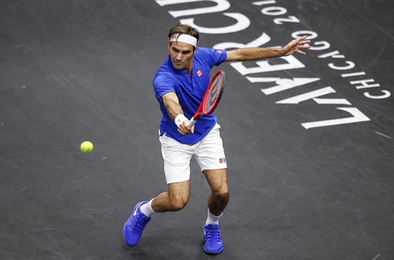 Roger Federer v utkání Laver Cupu.
