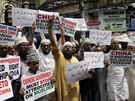 Bombaj, Indie. Protest proti útlaku muslimských Ujgurů v Číně (14. září 2018)