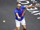 Roger Federer v utkání Laver Cupu.