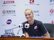 Petra Kvitov bhem tiskov konference na turnaji Wu-chan open.