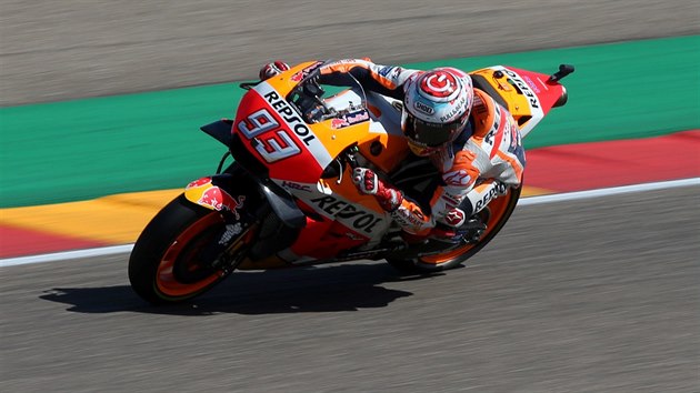 Marc Marquez v kvalifikaci na Velkou cenu Aragonie.