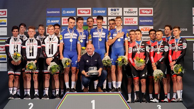 Nejlep tmy asovky na mistrovstv svta v Innsbrucku. Zleva: Sunweb, Quick-Step Floors, BMC Racing.