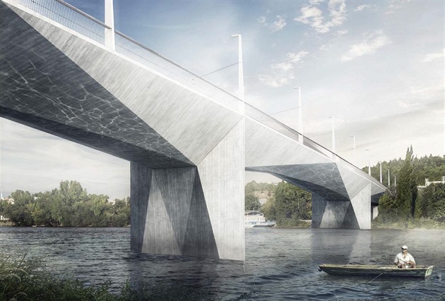 Vítězný návrh Dvoreckého mostu spojujícího Prahu 4 a Prahu 5. (2.10.2018)
