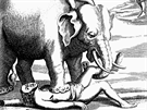 Takto zachytil popravu s pomocí slona v roce 1861 Robert Knox.