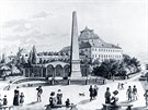 Obelisk v brnnskch Denisovch sadech na grafice z roku 1820