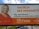 Billboard primátorky Havíova Jany Feberové v mstské ásti umbark.
