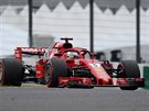 Sebastian Vettel pi kvalifikaci na Velkou cenu Japonska formule 1.