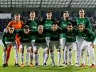 Jedenáctka jabloneckých fotbalist ped utkáním Evropské ligy proti Dynamu...
