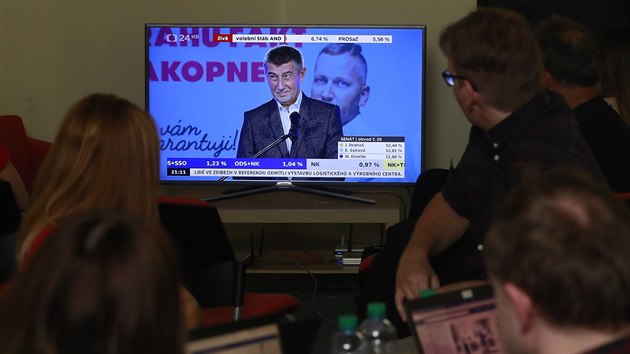 Praha, 07.10.18 VOLBY 2018, tb SSD, vsledky voleb, sent, komunln volby. Andrej Babi
