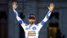 Thomas de Gendt v puntíkatém dresu krále vrcha�� na Vuelt�.