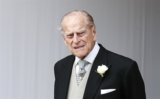 Princ Philip na svatb své vnuky princezny Eugenie (Windsor, 12. íjna 2018)