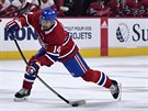 Tomá Plekanec z Montrealu stílí na branku Detroitu ve svém 1000. duelu v NHL.